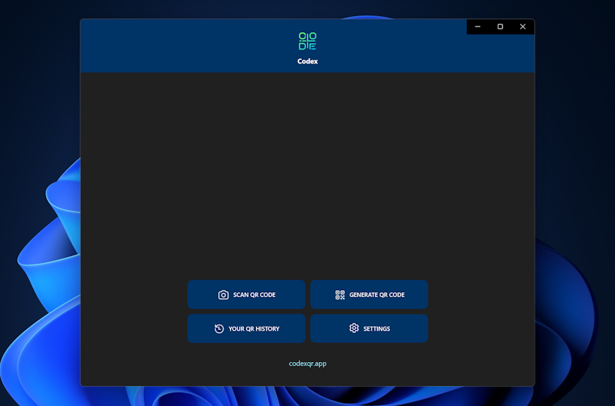 Standalone Codex QR app for Windows 10 and Windows 11