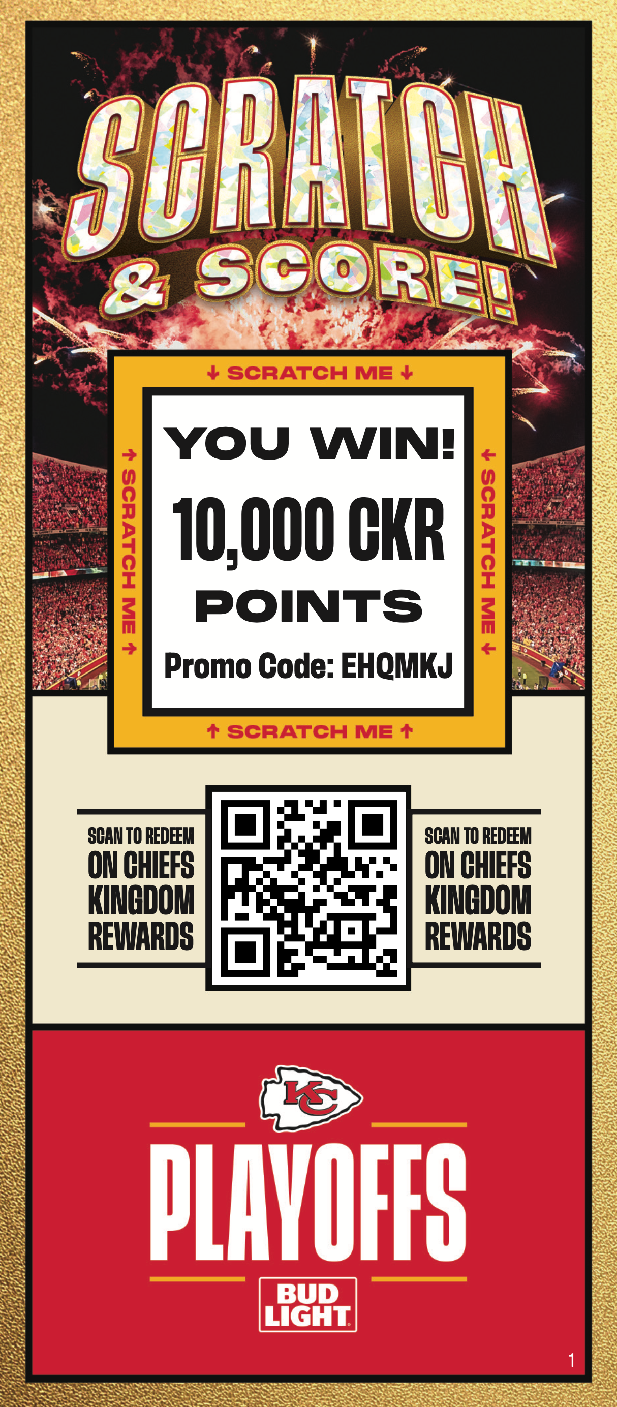Scratch and win Chiefs Kingdom Rewards Points