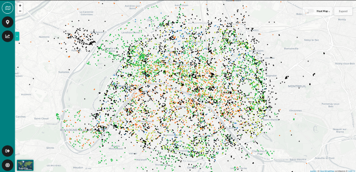 Vianova’s mapping of on-demand mobility providers for the city of Paris