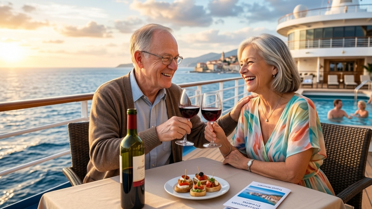 Retired couple enjoying a cruise vacation representing retirement planning and financial flexibility