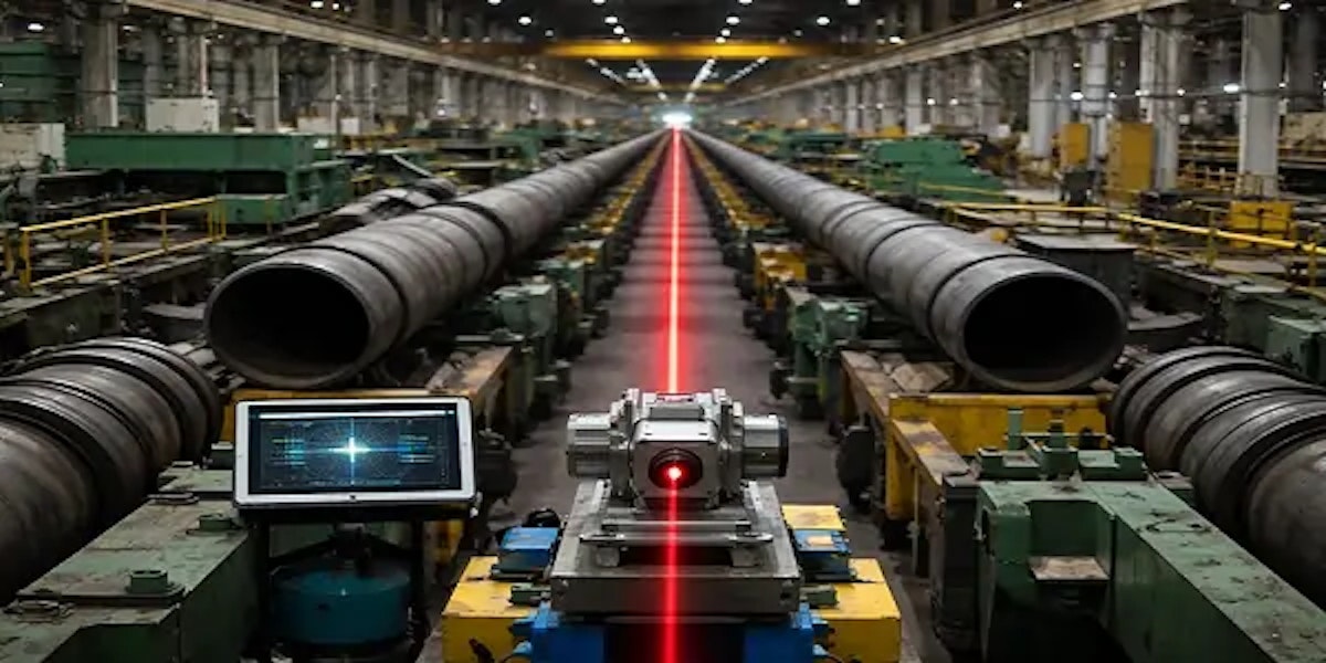 Laser Alignment & Levelling of 40 Meter Pipe Mill in Lucknow Plant