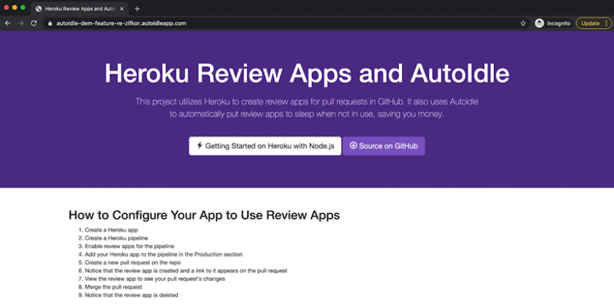 How to Create Review Apps on Heroku