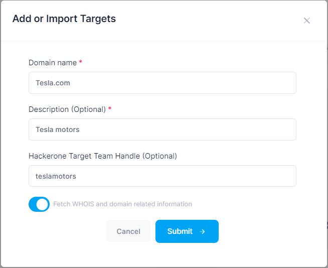 Retrieve target list with Subdomain reconnaissance