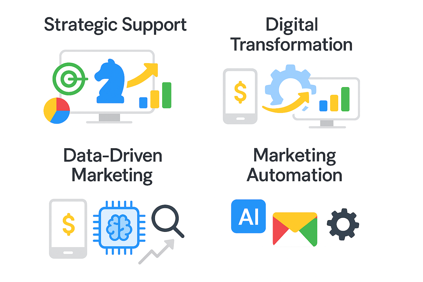 Illustration des services clés de l’optimisation des taux de conversion