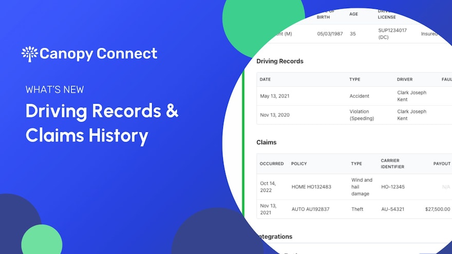 See Driving Records and Claims History in Canopy Connect