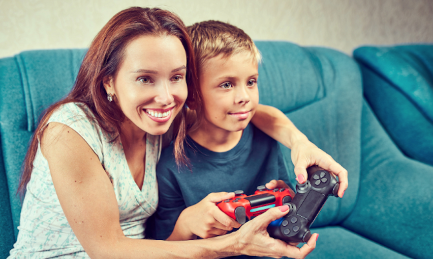 Mother-and-son-playing-video-games