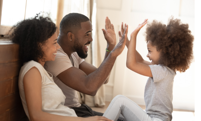 family celebrate victory.png