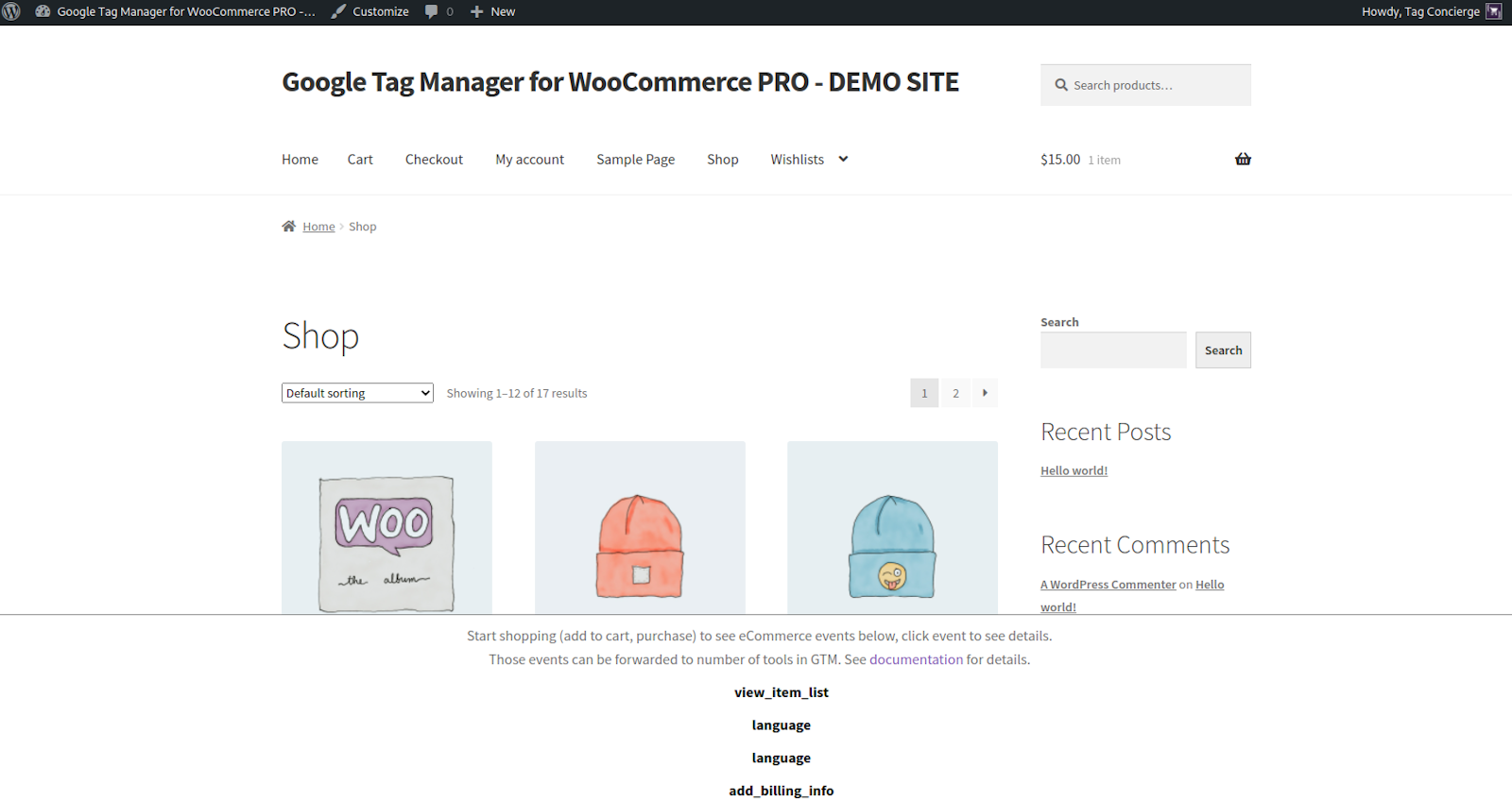 Google Tag Manager for WooCommerce PRO demo site