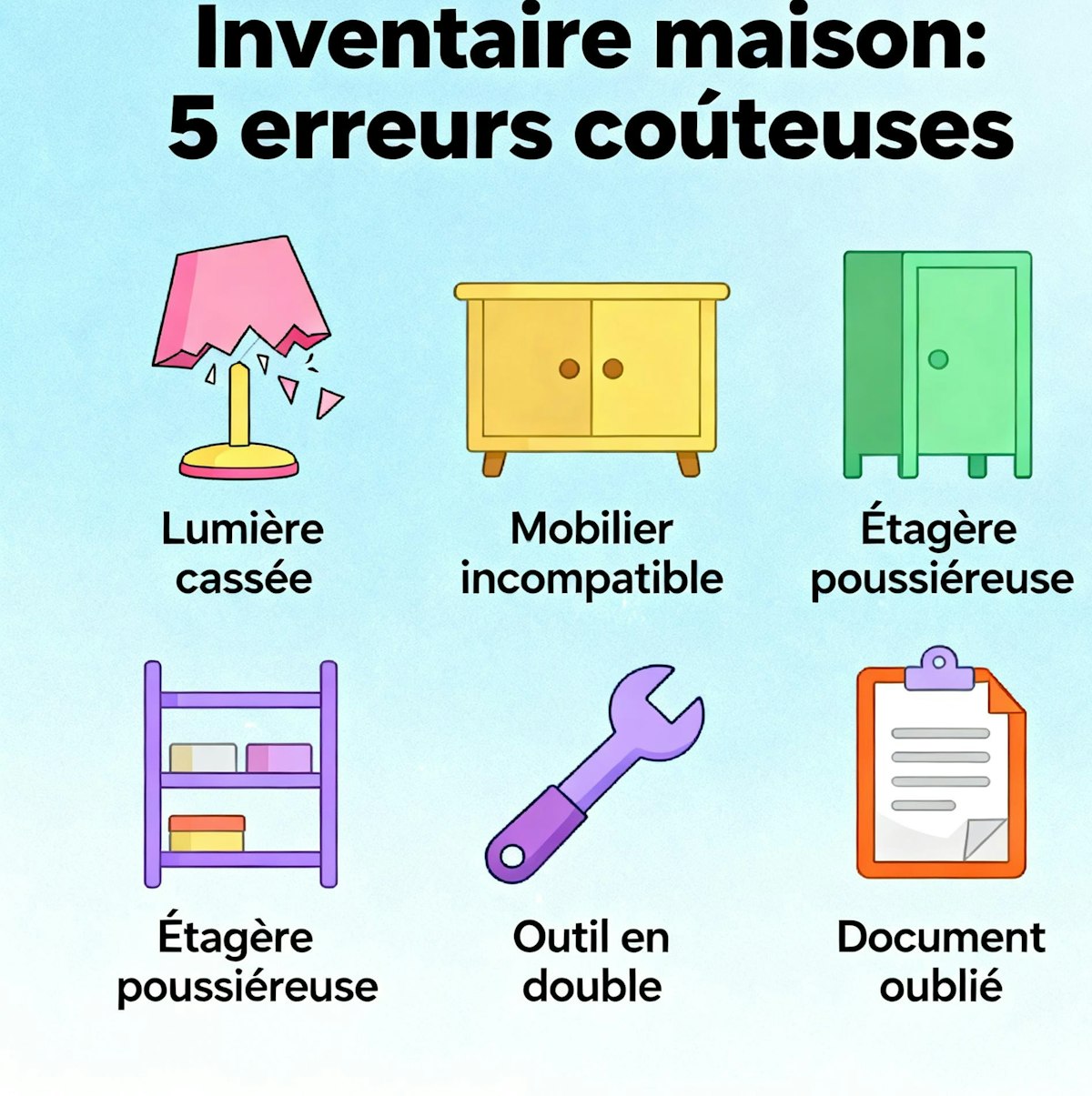 Inventaire maison : 5 erreurs qui coûtent cher (et comment les éviter)