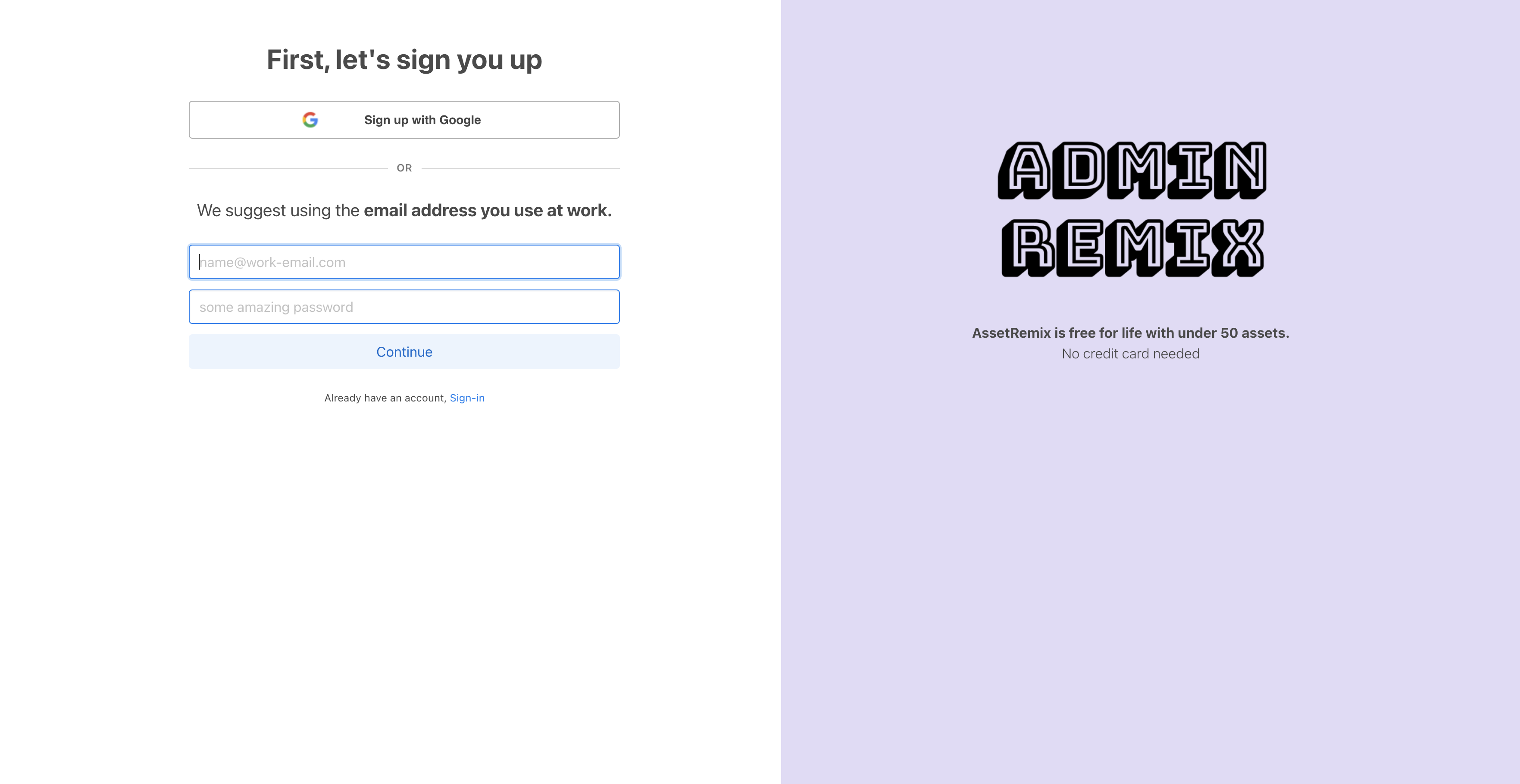 AssetRemix sign in with google oauth