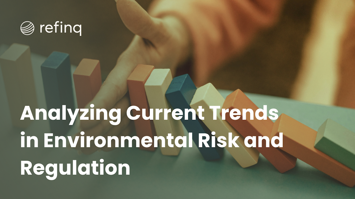 Corporate team analyzing environmental risk data, regulatory compliance trends, and climate-related financial disclosures using digital tools