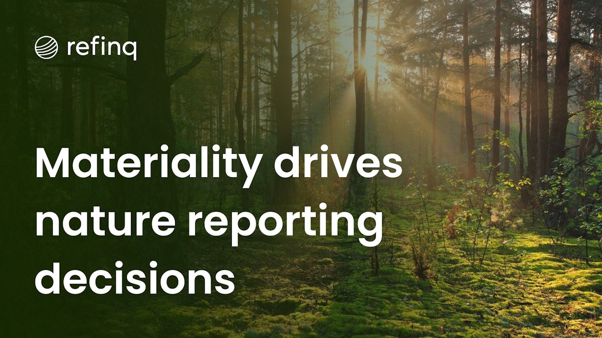 Illustration depicting the concept of materiality in nature-related reporting, highlighting the importance of environmental factors in sustainability assessments and corporate disclosures.