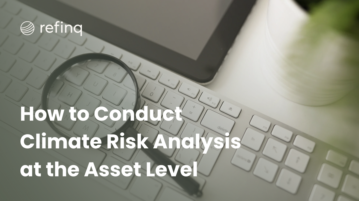 Engineer reviewing climate risk data for industrial assets with geographic hazard maps and digital analytics tools