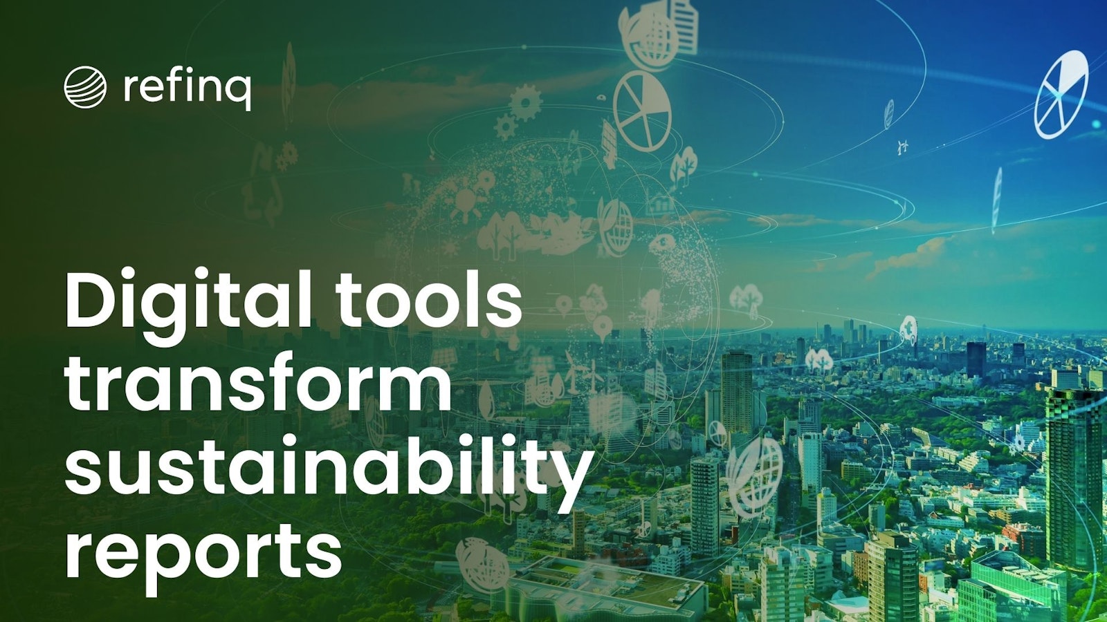 Illustration of digital transformation enhancing sustainability disclosures, featuring interconnected digital icons symbolizing transparency, efficiency, and environmental responsibility in corporate reporting.