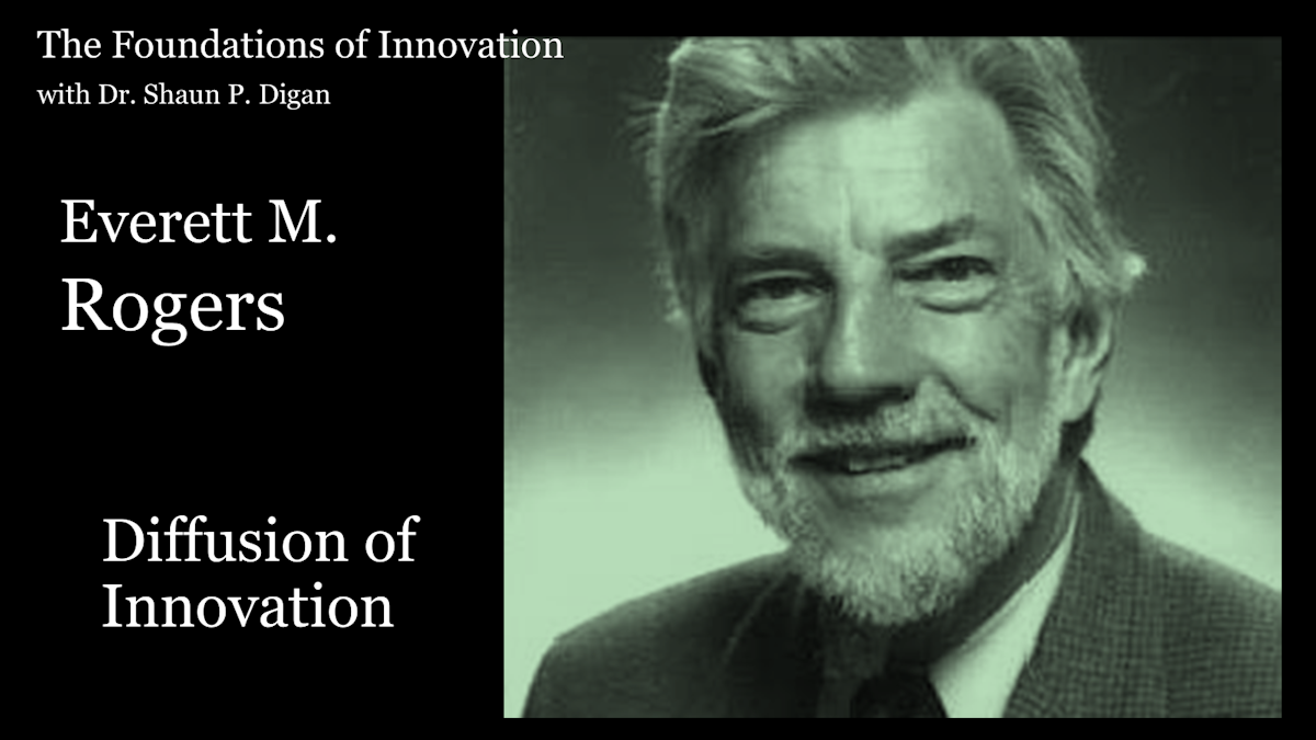 Foundations of Innovation. Everett Rogers image. Diffusion of Innovation.