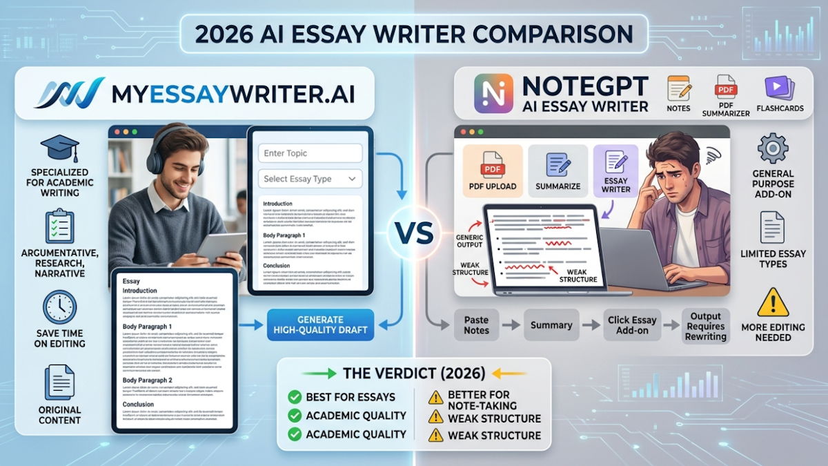 MyEssayWriter.ai vs Notegpt AI Essay Writer: Which One Should You Use in 2026?