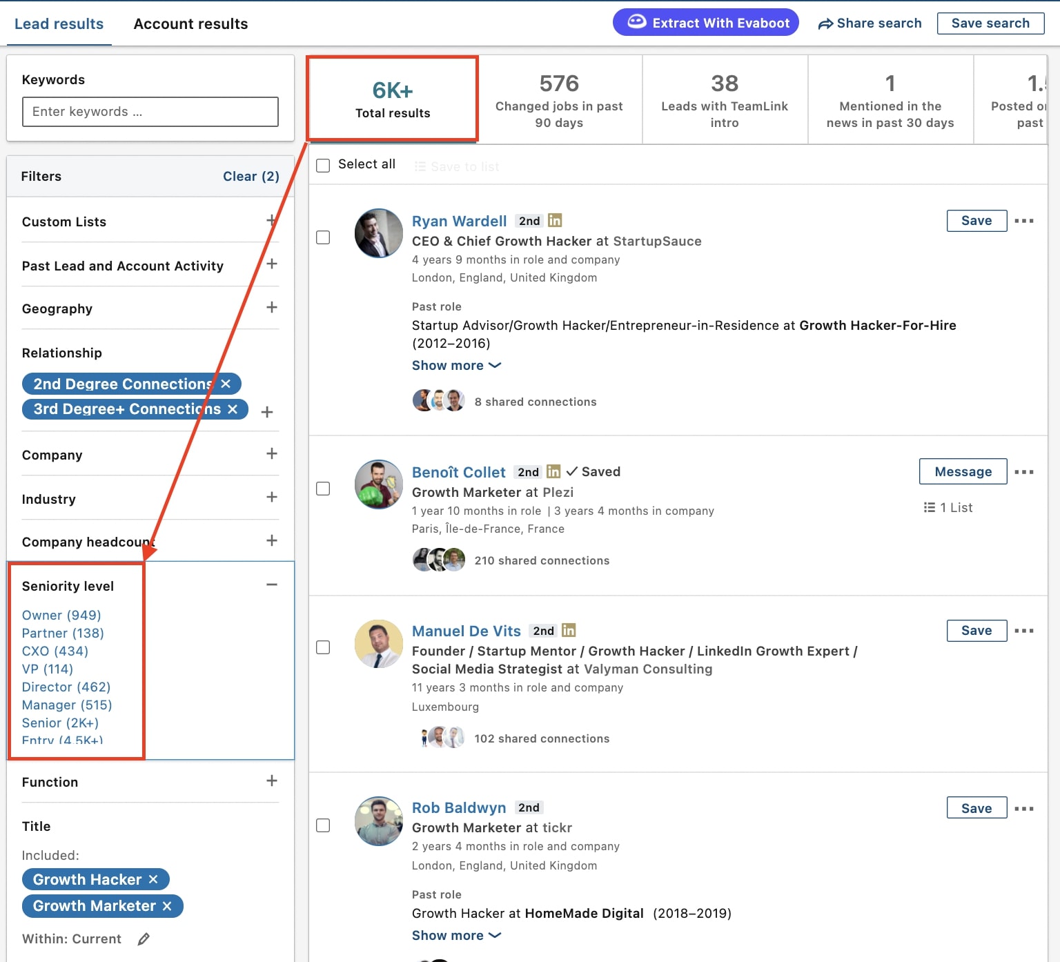 split search sales navigator