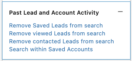 past lead and account activity filter
