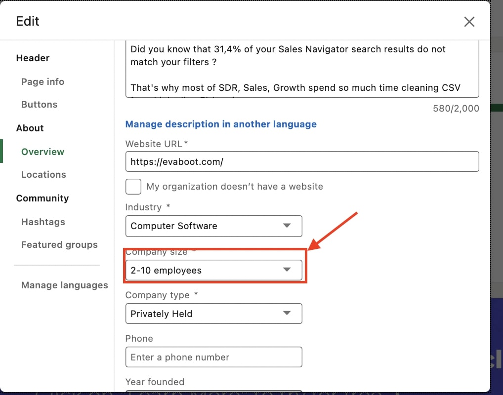 company page sales navigator