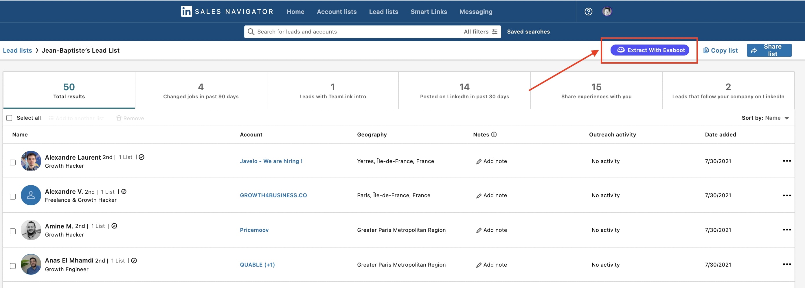 comment exporter des listes de leads de sales navigator vers excel 