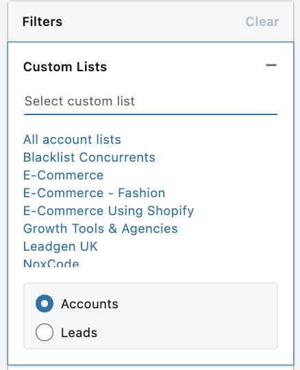 custom list filter