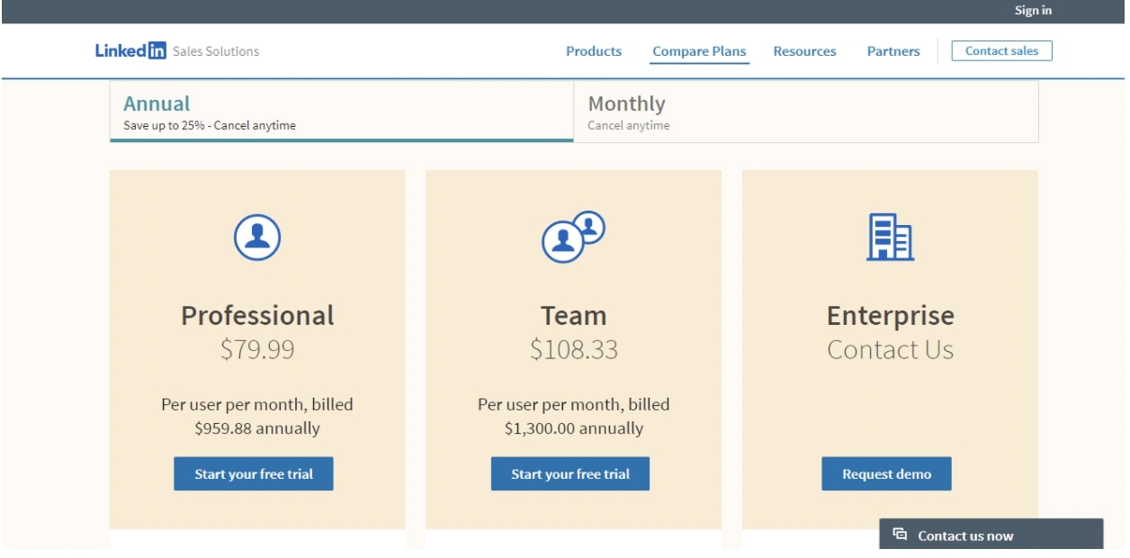 linkedin sales navigator pricing