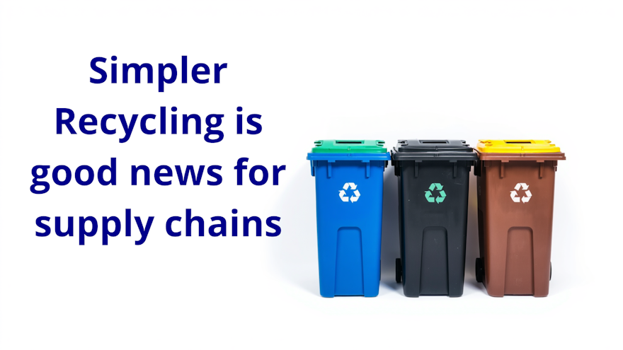 Household recycling and general waste bins representing England's Simpler Recycling reforms and the end of the postcode lottery in waste collection