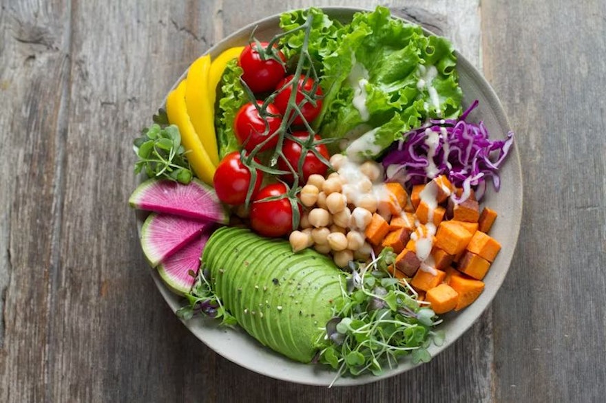 A plate of vibrant, vegan food.