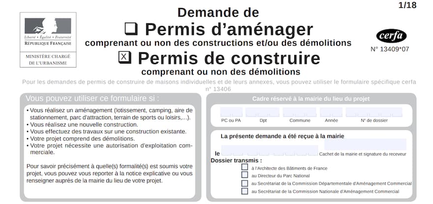 Cerfa Permis De Construire : Formulaire N°13406