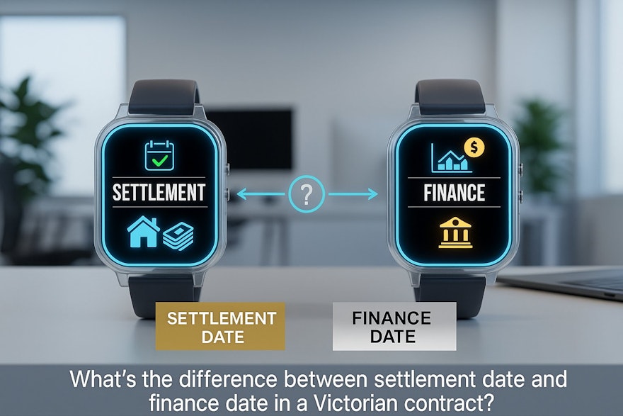 What’s the difference between settlement date and finance date in a Victorian contract?