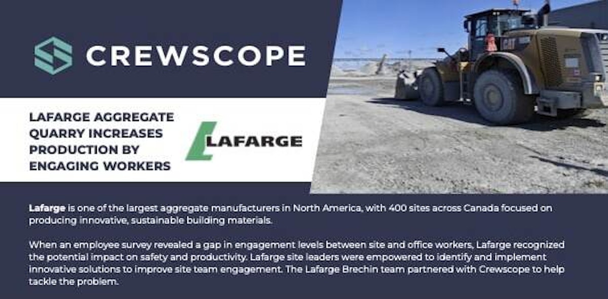 Crewscope case study showing Lafarge Brechin Quarry improving production and maintenance performance using worker engagement and incentives.