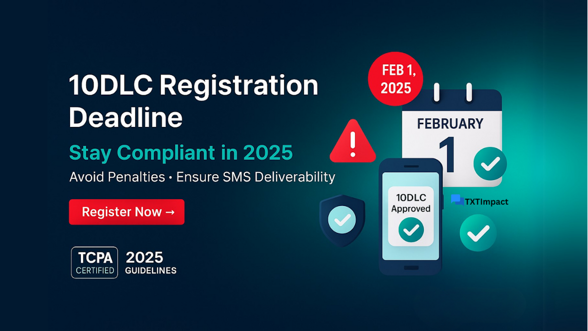 10DLC Deadline:February 1,2025,Get registered with TXTImpact