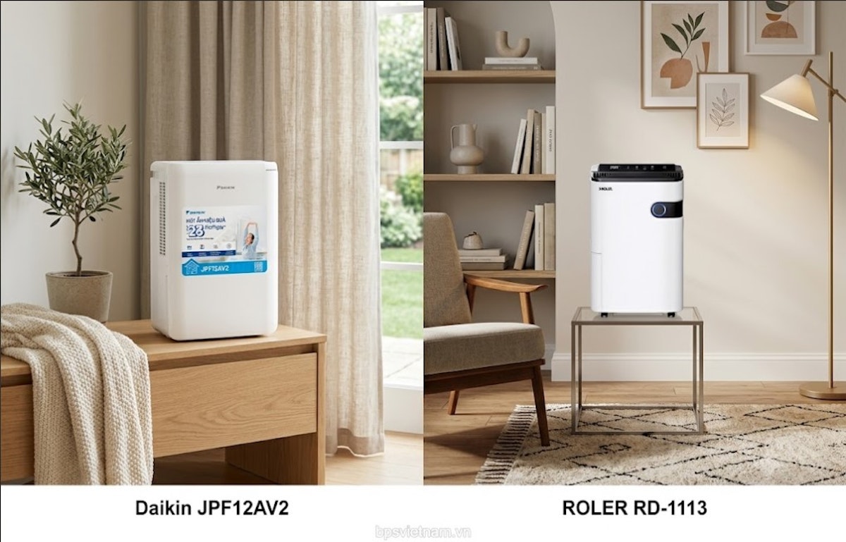 So sánh máy hút ẩm lọc khí Daikin JPF12AV2 và ROLER RD-1113