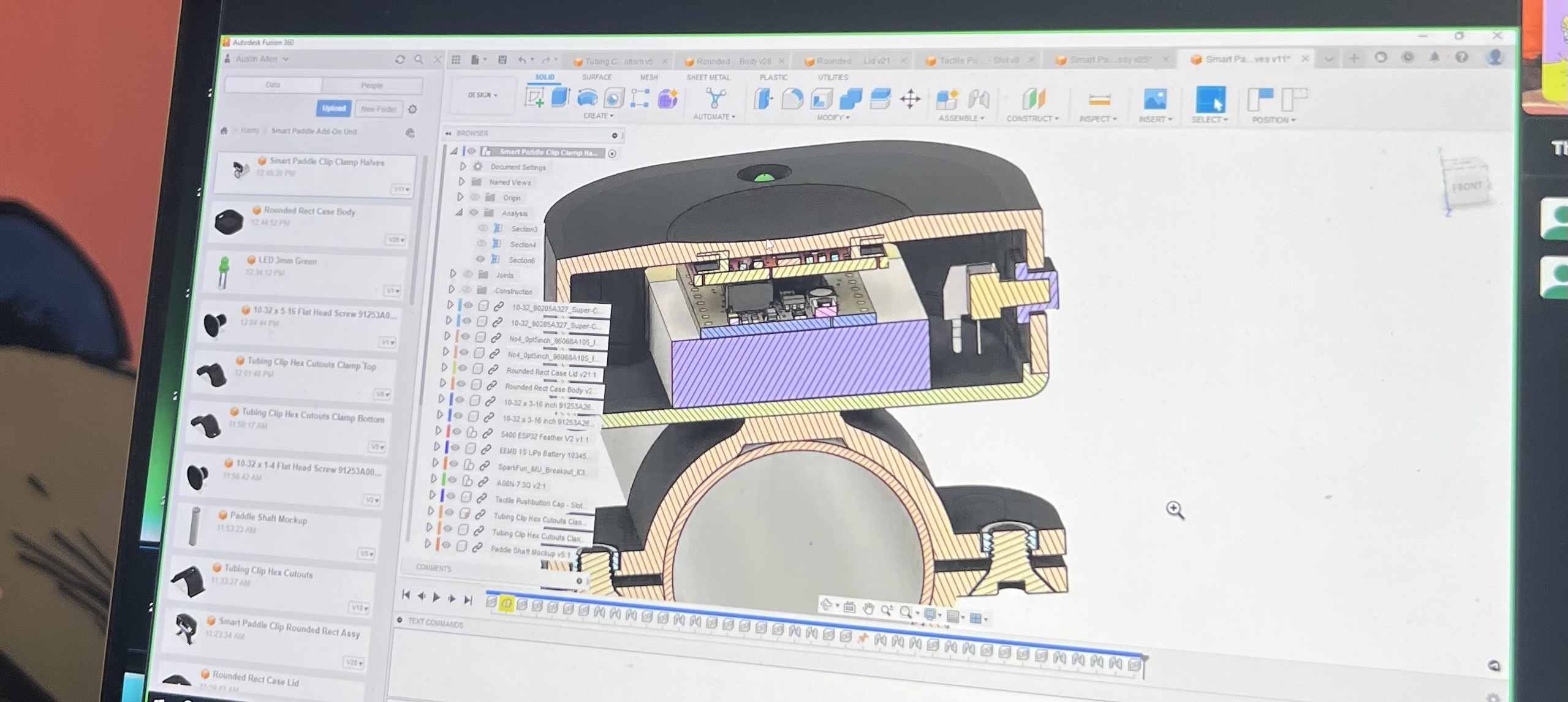 Clip-on paddle tracker for hand washing CAD preview