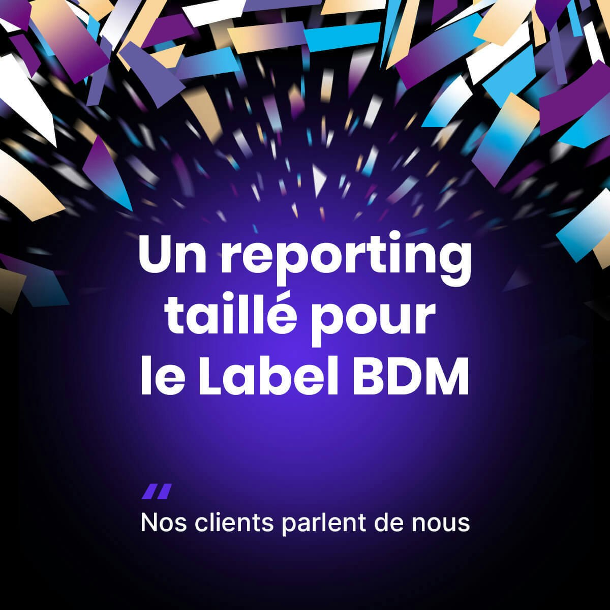image avec le texte "un reporting taillé pour le label BDM"