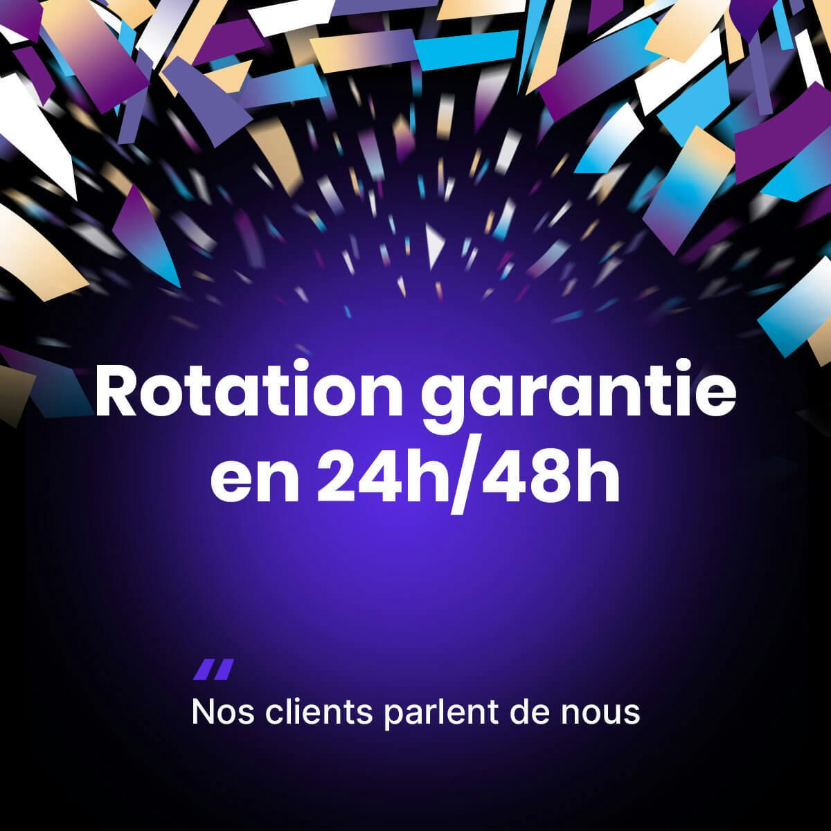 Image avec texte Rotation garantie en 24/48h