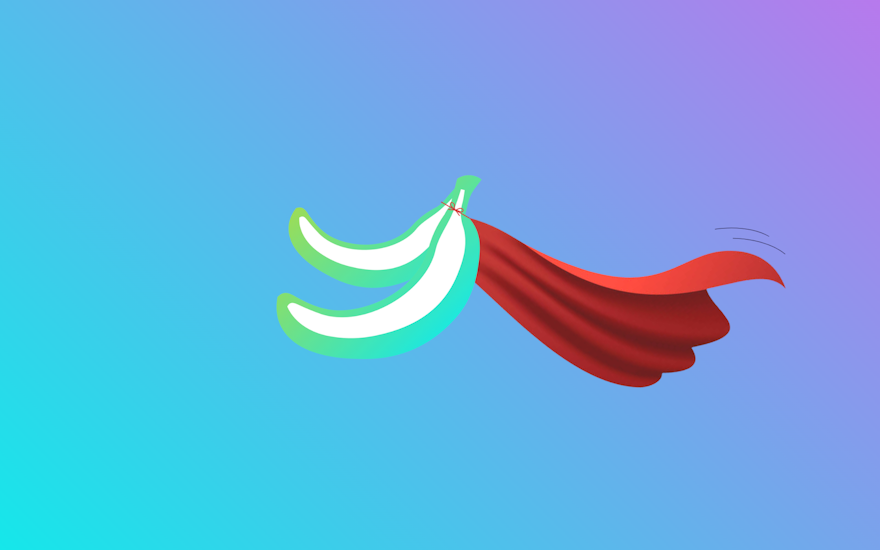 Banana Dev logo with superhero cape.