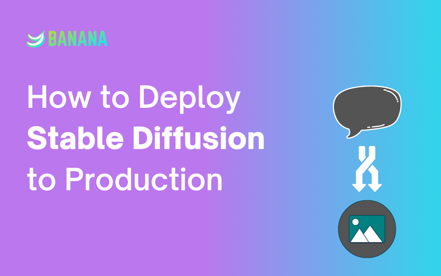 a text-to-image graphic with our blog article title on deploying Stable Diffusion.