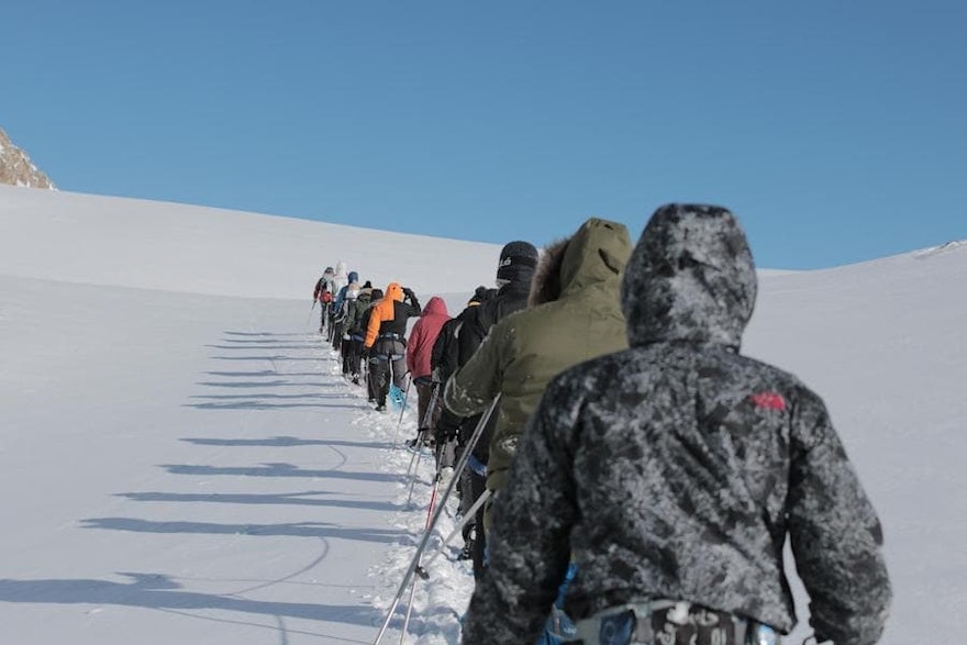 Calldesk tech team walking through the snow