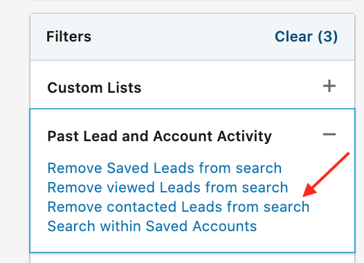 Remove contacted leads from search