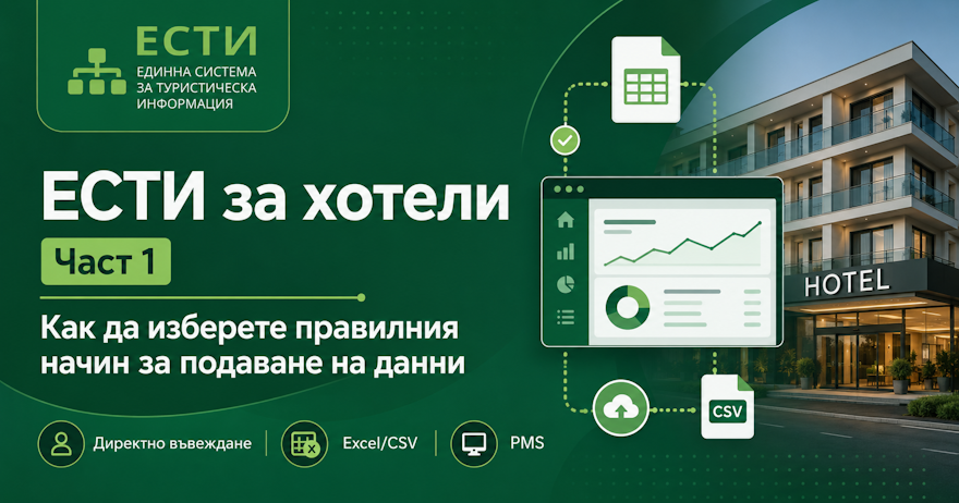 Подаване към ЕСТИ за хотели: директно, Excel/CSV или PMS