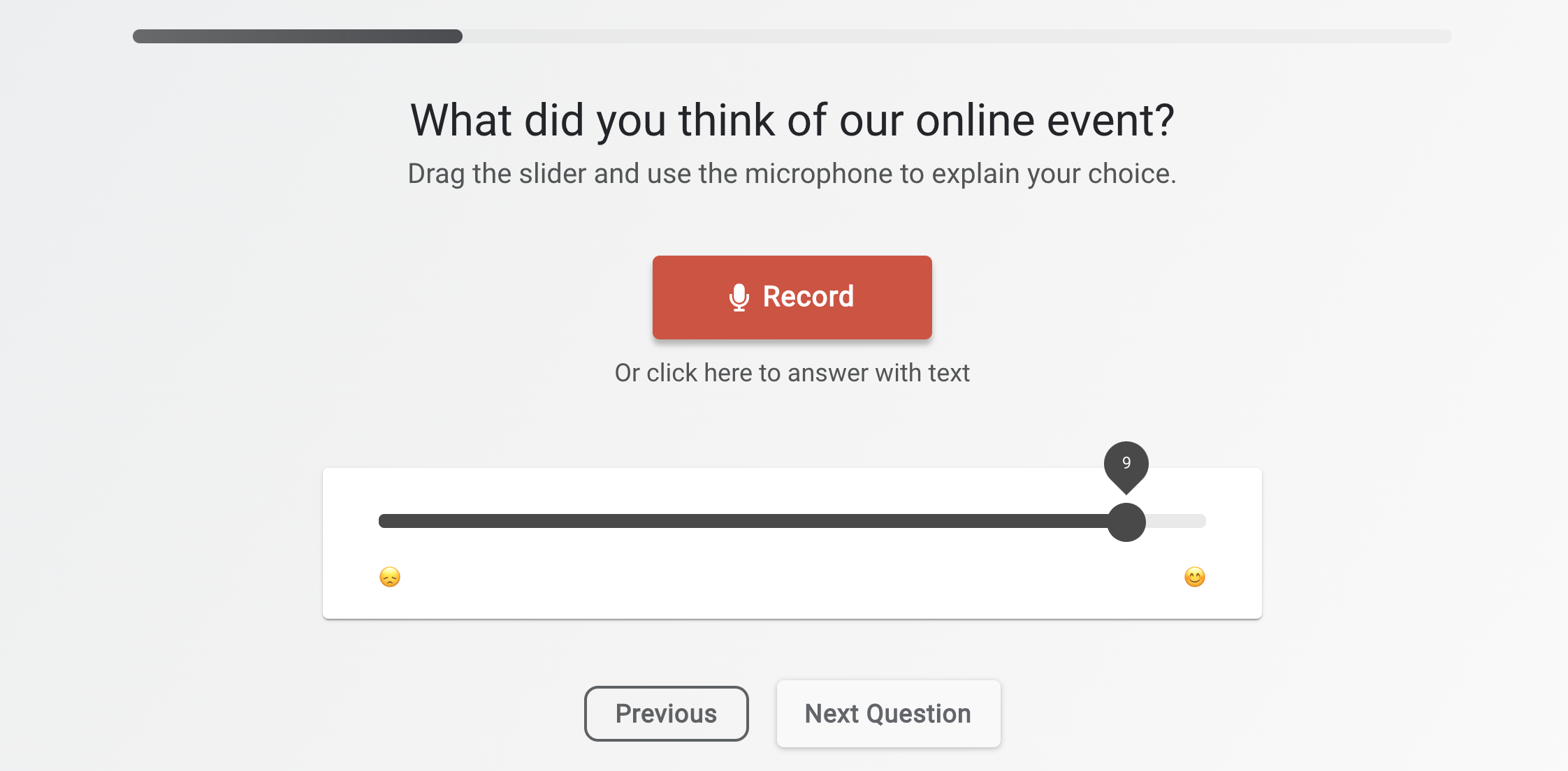 audio slider question type