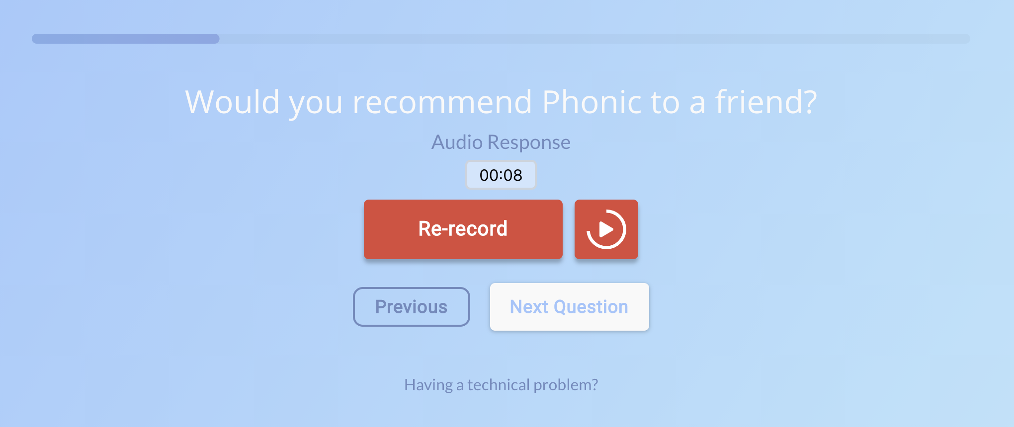 audio playback in a survey