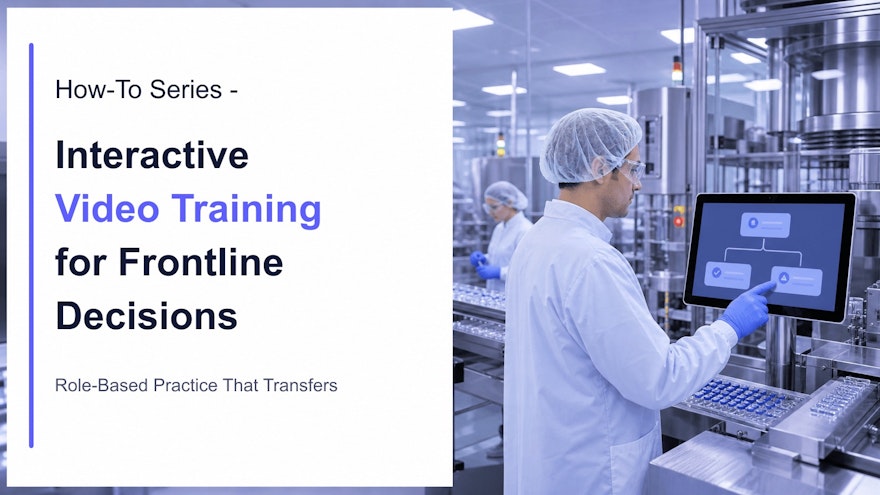A frontline supervisor using interactive video training to practice a production decision