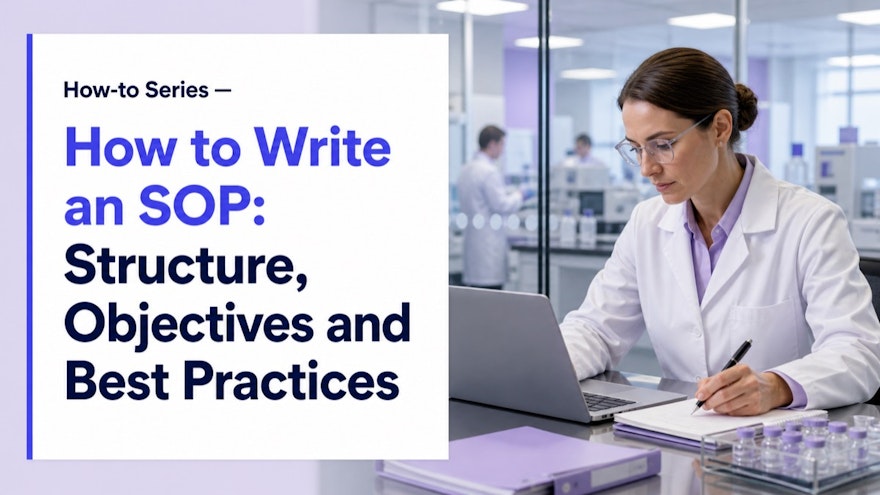 An SOP author structuring objectives, responsibilities, clear steps and validation requirements