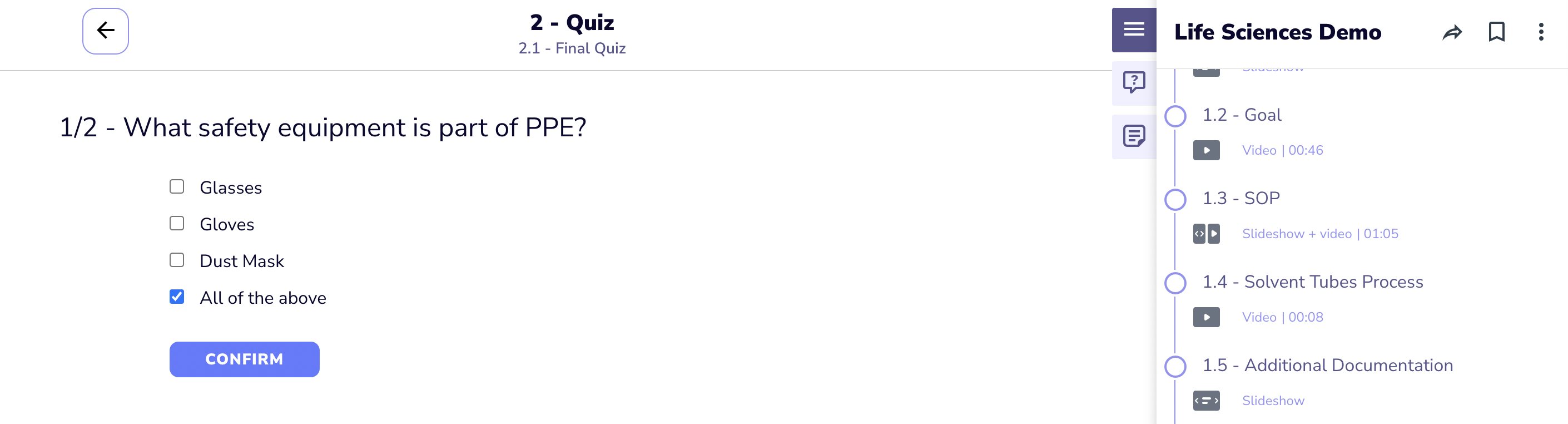 speach quiz example