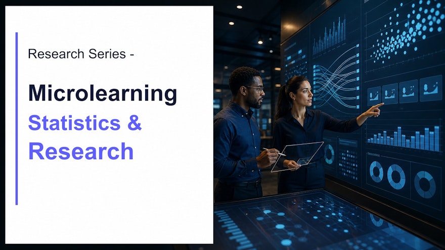 Learning and development analysts reviewing microlearning evidence and workplace performance data