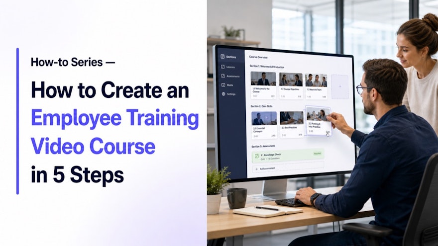 A structured employee training video course organized into five practical steps
