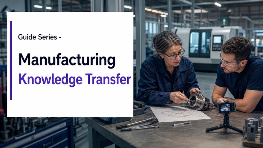 Experienced manufacturing expert transferring practical knowledge to an operator at an industrial workbench