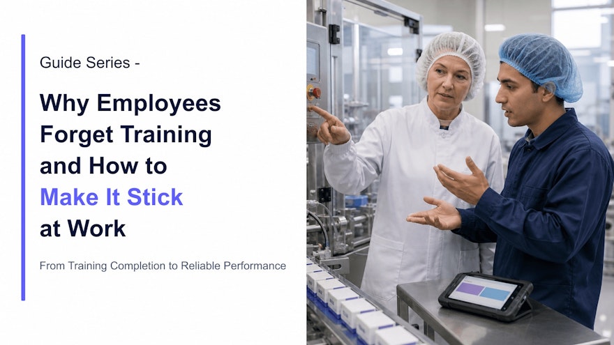 A manufacturing supervisor coaching an employee through a realistic procedure refresher